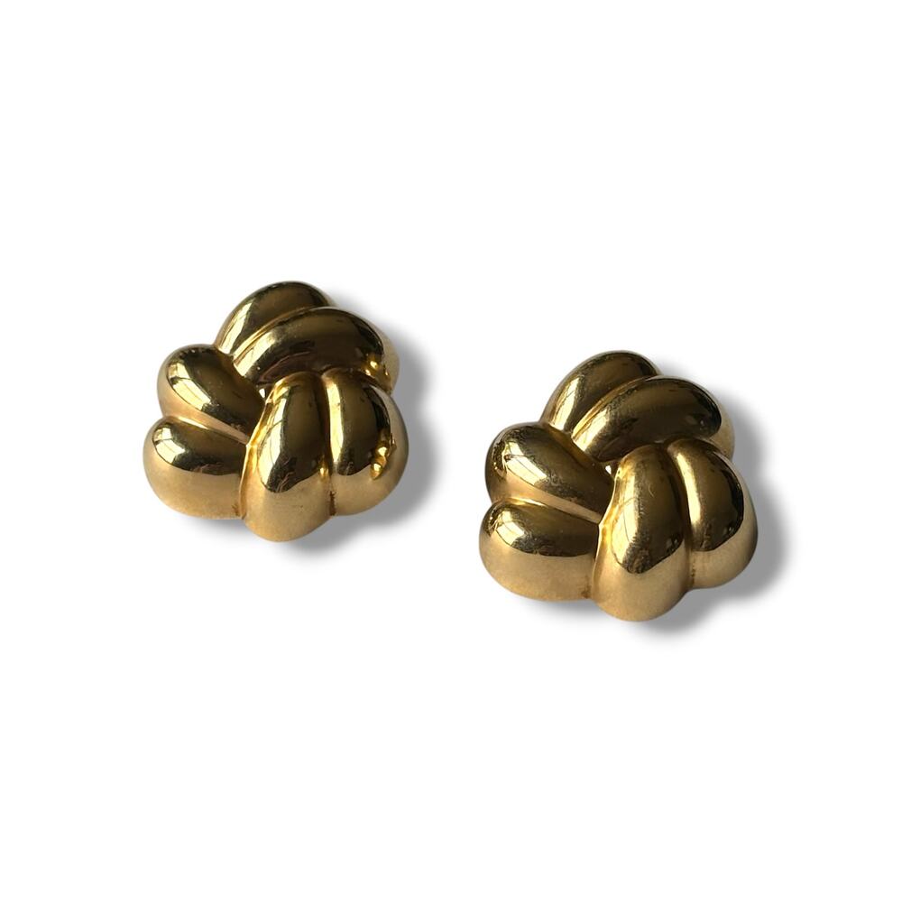 Vintage PPC Signed 14K Yellow Gold Love Knot Post Earrings - 3.40g
